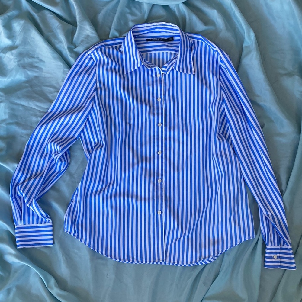 Blue & white stripe button down